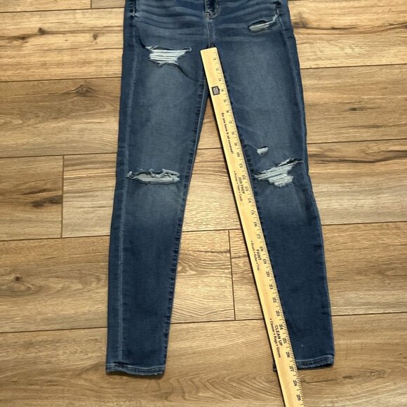 Women's American Eagle Jeans SZ 4 Hi-Rise Jegging Stretch Distressed Denim - Picture 5 of 13